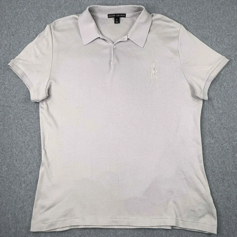 Ralph Lauren Black Label Polo Shirt Womens XL Gray Short Sleeve Big Pony Luxury‎